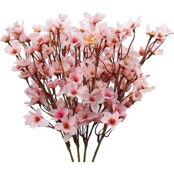 4Pcs Artificial Cherry Blossom Flower, Silk Peach Flowers Fake Plants For DIY - Picture 5 of 7